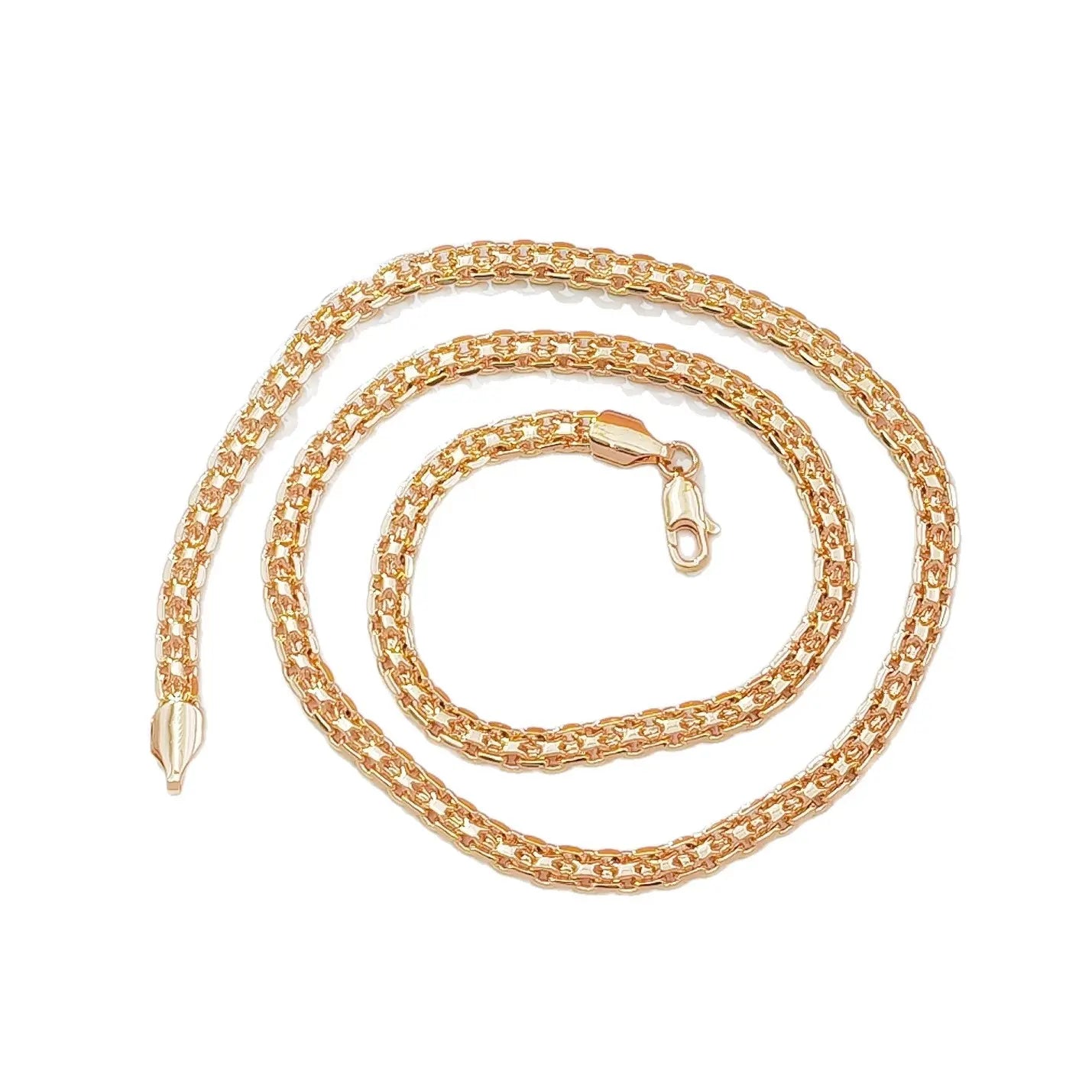 14K Gold Plated Byzantine Chain Necklace, Thick Braided Wheat Link Chain, Durable Shiny Gold Chain for Men Women, 23.62Inch Durable Shiny Gold Chain Lobster Clasp Jewelry