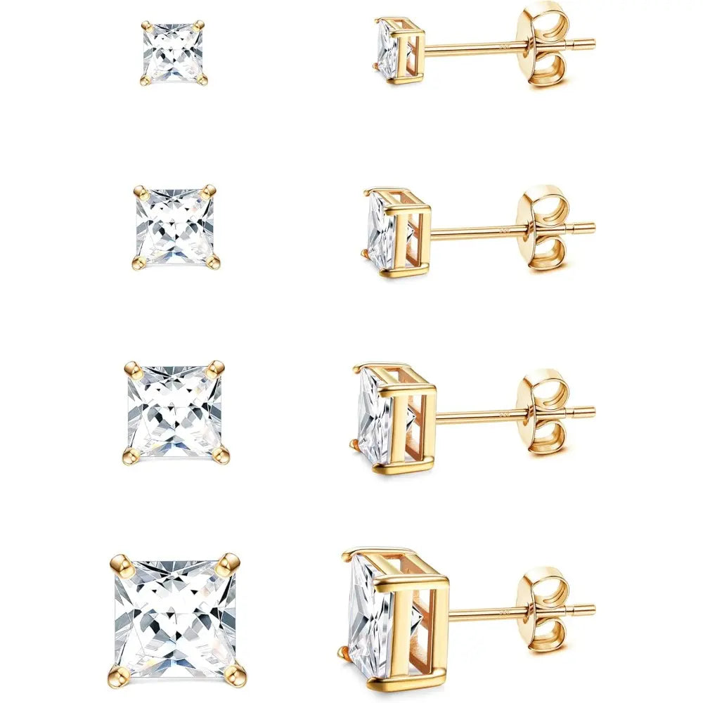 MILACOLATO Cubic Zirconia Stud Earrings Hypoallergenic 925 Sterling Silver Post Earrings Big Brilliant Stud Earrings for Women Men, Men'S Accessories, Gifts for Boyfriend
