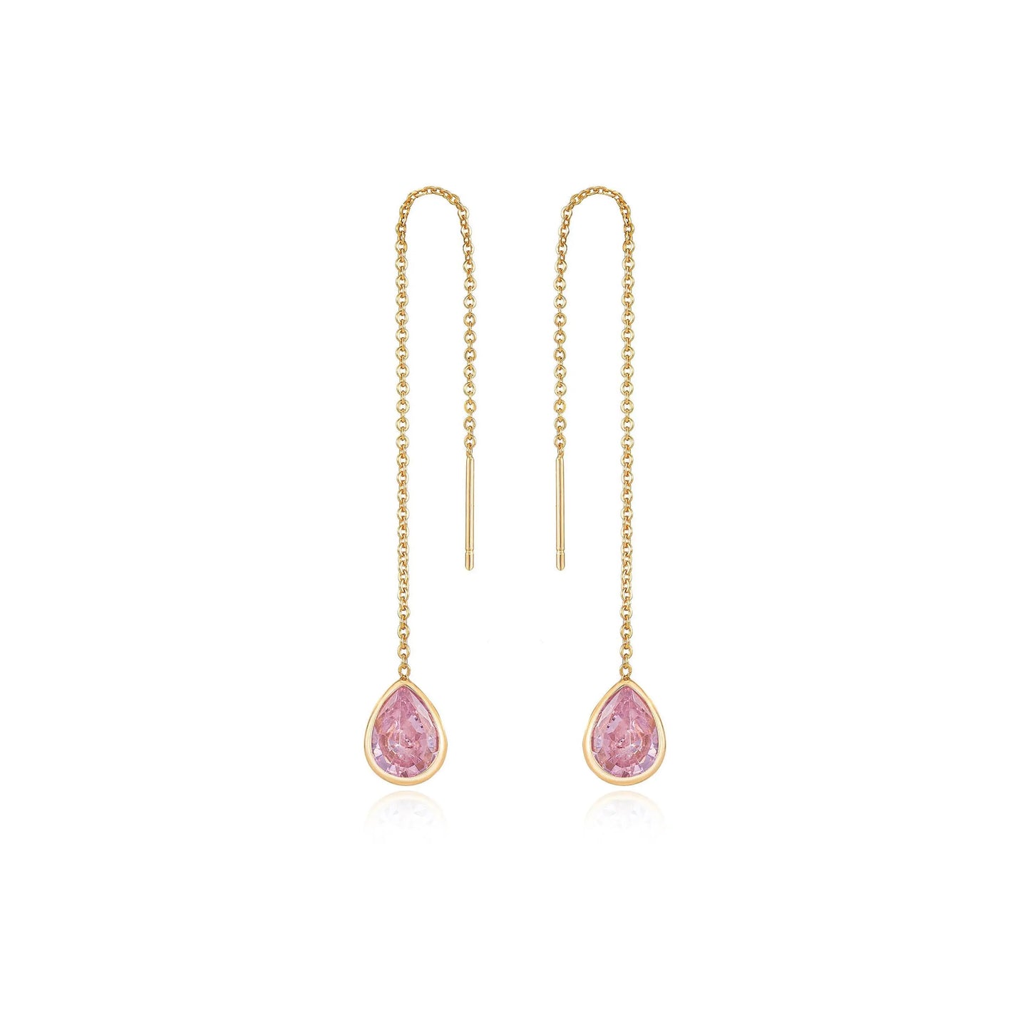Ettika Barely There Chain and Crystal Dangle Earrings – 18K Gold Plated or Rhodium Threader Earrings with Cubic Zirconia Sparkle