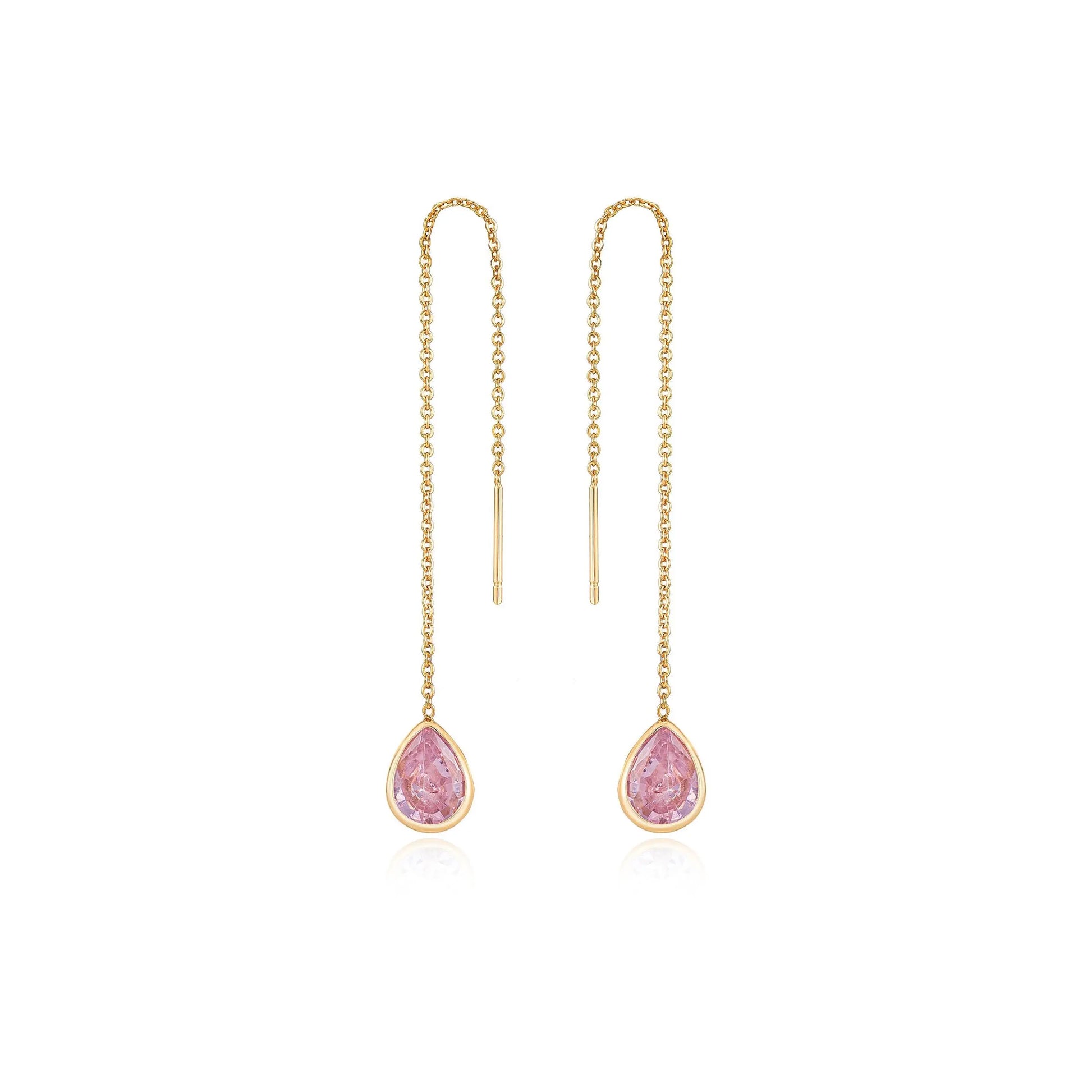 Ettika Barely There Chain and Crystal Dangle Earrings – 18K Gold Plated or Rhodium Threader Earrings with Cubic Zirconia Sparkle