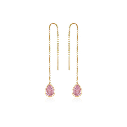 Ettika Barely There Chain and Crystal Dangle Earrings – 18K Gold Plated or Rhodium Threader Earrings with Cubic Zirconia Sparkle