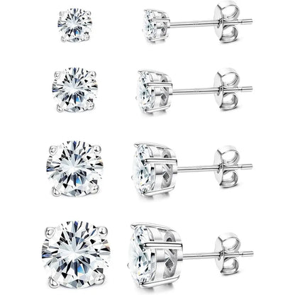 MILACOLATO Cubic Zirconia Stud Earrings Hypoallergenic 925 Sterling Silver Post Earrings Big Brilliant Stud Earrings for Women Men, Men'S Accessories, Gifts for Boyfriend