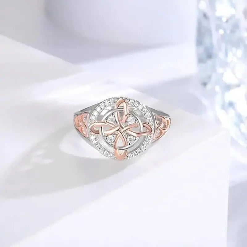 Women'S Witch Protection Knot Ring, Retro Witch Return Knot Band with Sparkling Cubic Zirconia, Stylish Amulet Jewelry Gift for Ladies