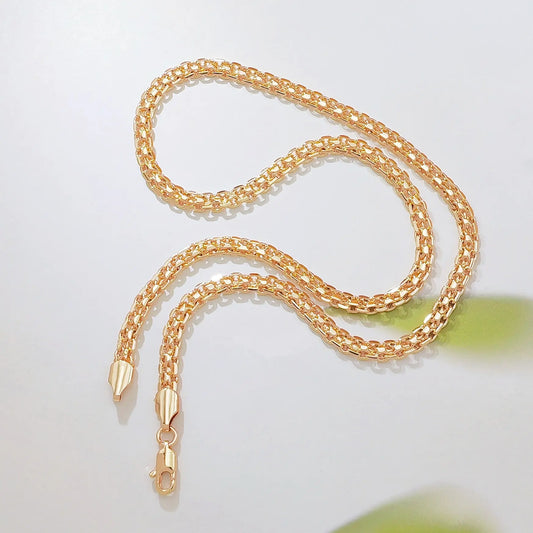 14K Gold Plated Byzantine Chain Necklace, Thick Braided Wheat Link Chain, Durable Shiny Gold Chain for Men Women, 23.62Inch Durable Shiny Gold Chain Lobster Clasp Jewelry