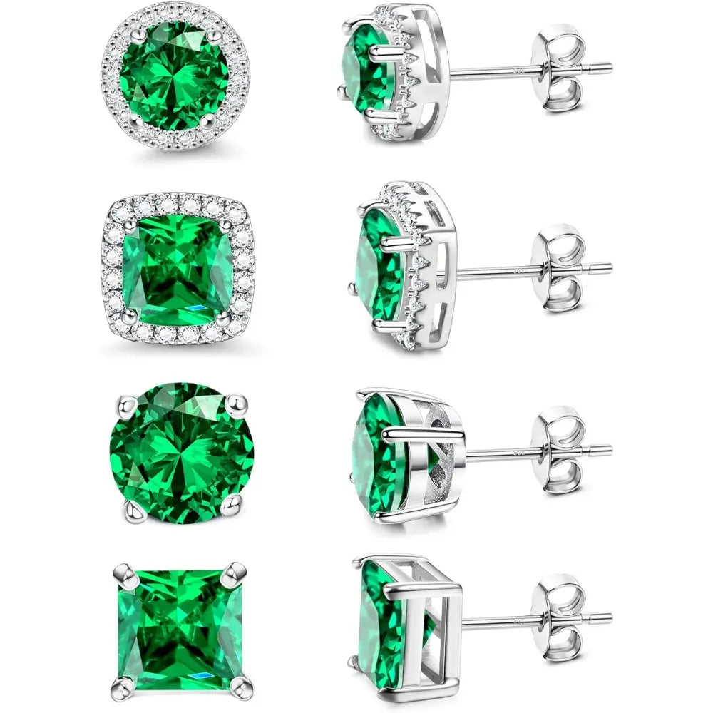 MILACOLATO Cubic Zirconia Stud Earrings Hypoallergenic 925 Sterling Silver Post Earrings Big Brilliant Stud Earrings for Women Men, Men'S Accessories, Gifts for Boyfriend