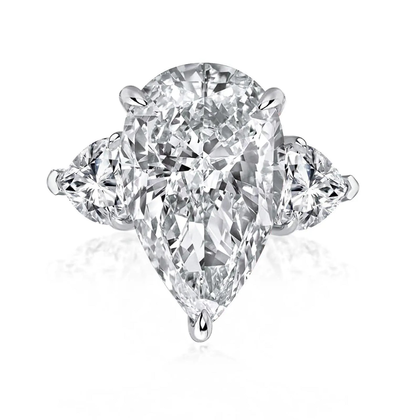 Maxine 14K White Gold Plated 8.0Ct Pear Cut Pink/Clear Engagement Ring, Three Stone Bridal Ring, Travel-Friendly Jewelry, Women'S Ring Jewelry,Wedding Ring for Daily,Proposal,Birthday,Anniversary