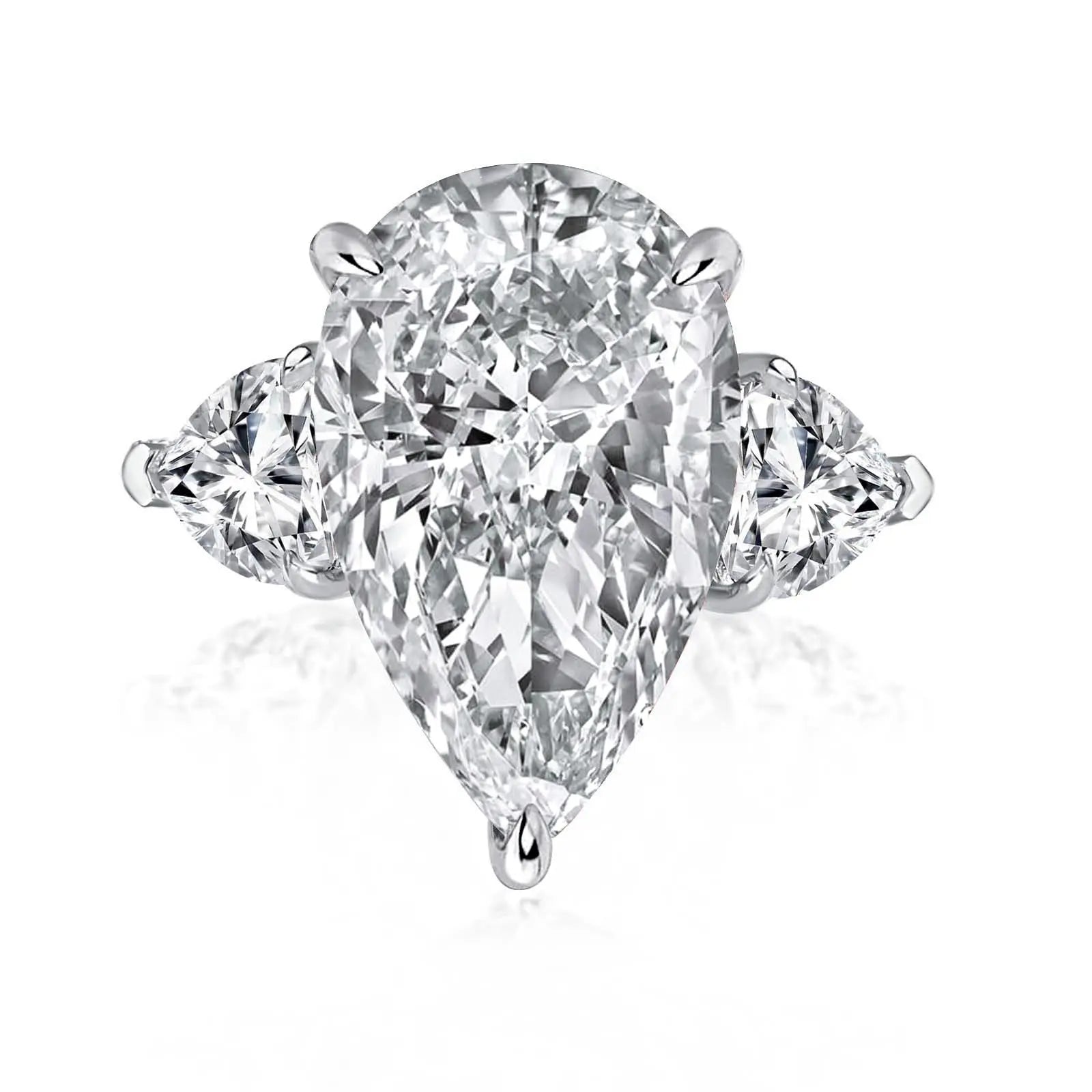 Maxine 14K White Gold Plated 8.0Ct Pear Cut Pink/Clear Engagement Ring, Three Stone Bridal Ring, Travel-Friendly Jewelry, Women'S Ring Jewelry,Wedding Ring for Daily,Proposal,Birthday,Anniversary