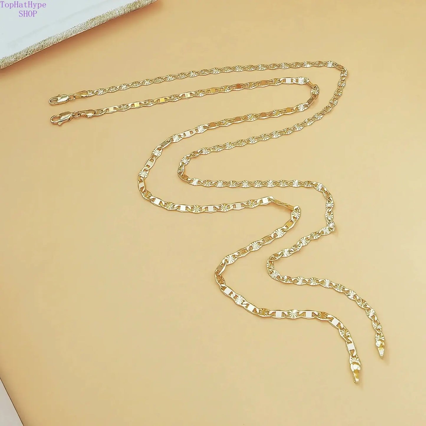 14K Gold Plated Flat Chain Necklace for Women, Minimalist Elegant Everyday Jewelry, High Quality Durable Design, Versatile Layering Accessory, Ideal Gift for Birthdays, Anniversaries & All Special Occasions,Summervibes