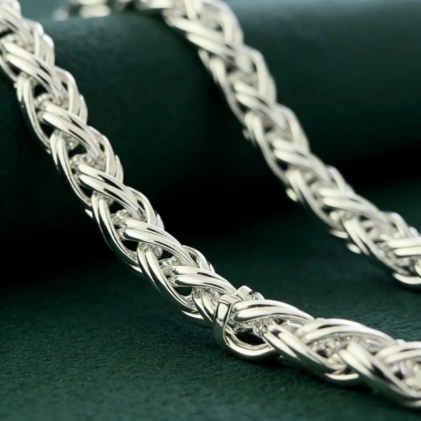 Premium 925 Sterling Silver Plated Wheat Chain Necklace, Hand Polished Braided Spiga Link Chain, Hypoallergenic Durable Everyday Jewelry for Men Women, 18/20/22/24 Inch, Birthday Christmas Anniversary Valentine'S Day Gift for Him Her