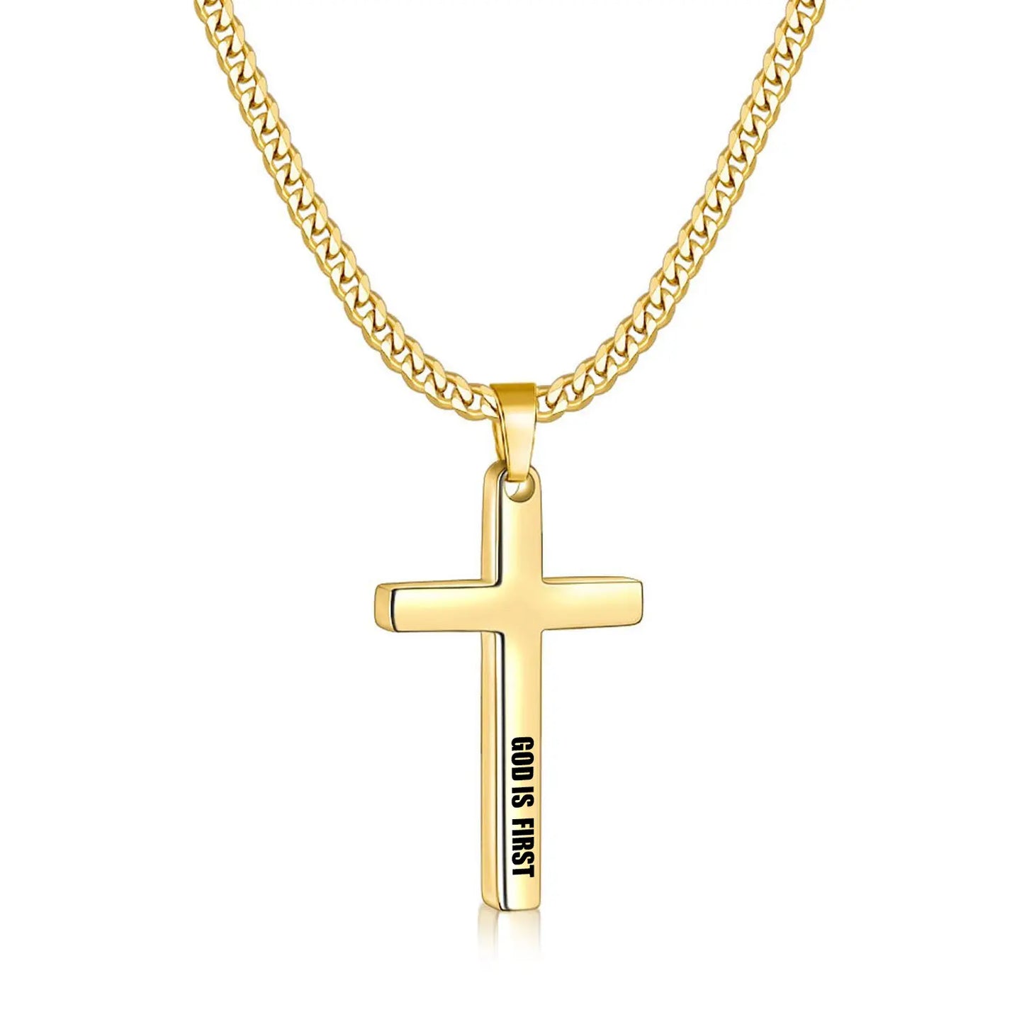 【Men Gifts】Cross Necklace for Men, Silver Tone/Gold Plated Mens Cross Necklaces with 3.5Mm Cuban Chain 16-26 Inch