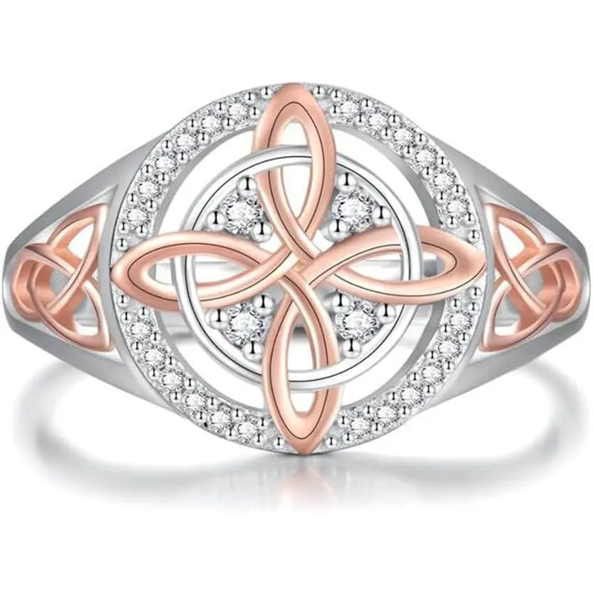 Women'S Witch Protection Knot Ring, Retro Witch Return Knot Band with Sparkling Cubic Zirconia, Stylish Amulet Jewelry Gift for Ladies
