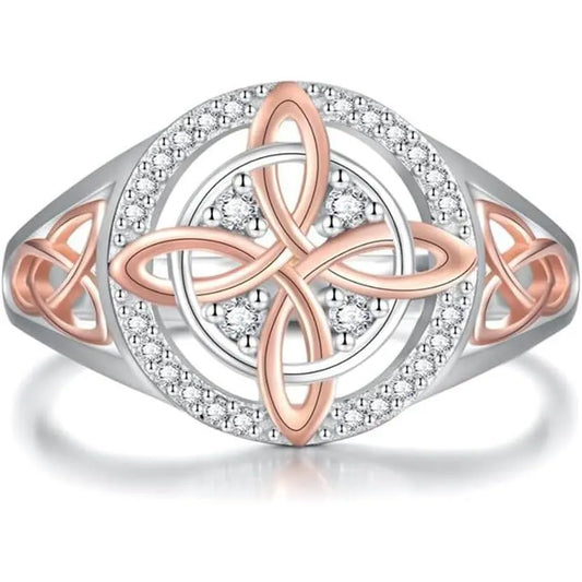 Women'S Witch Protection Knot Ring, Retro Witch Return Knot Band with Sparkling Cubic Zirconia, Stylish Amulet Jewelry Gift for Ladies