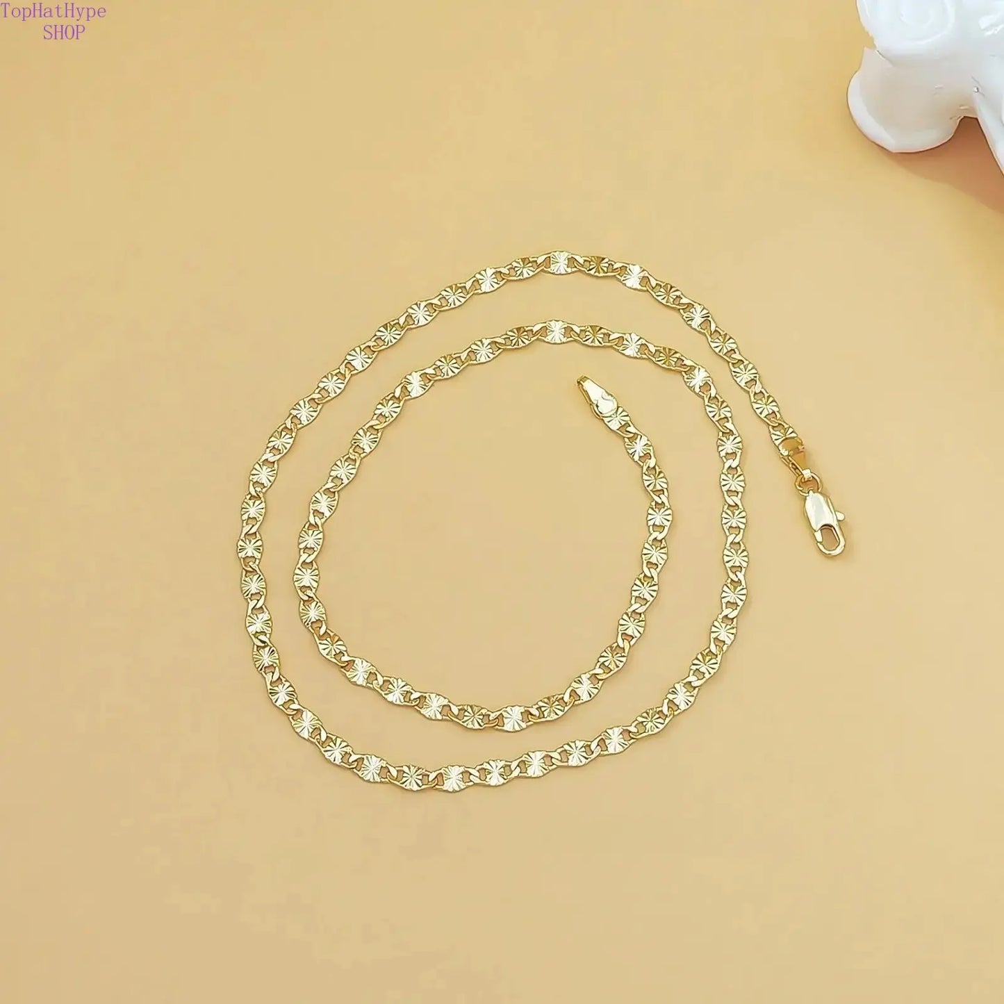 14K Gold Plated Flat Chain Necklace for Women, Minimalist Elegant Everyday Jewelry, High Quality Durable Design, Versatile Layering Accessory, Ideal Gift for Birthdays, Anniversaries & All Special Occasions,Summervibes