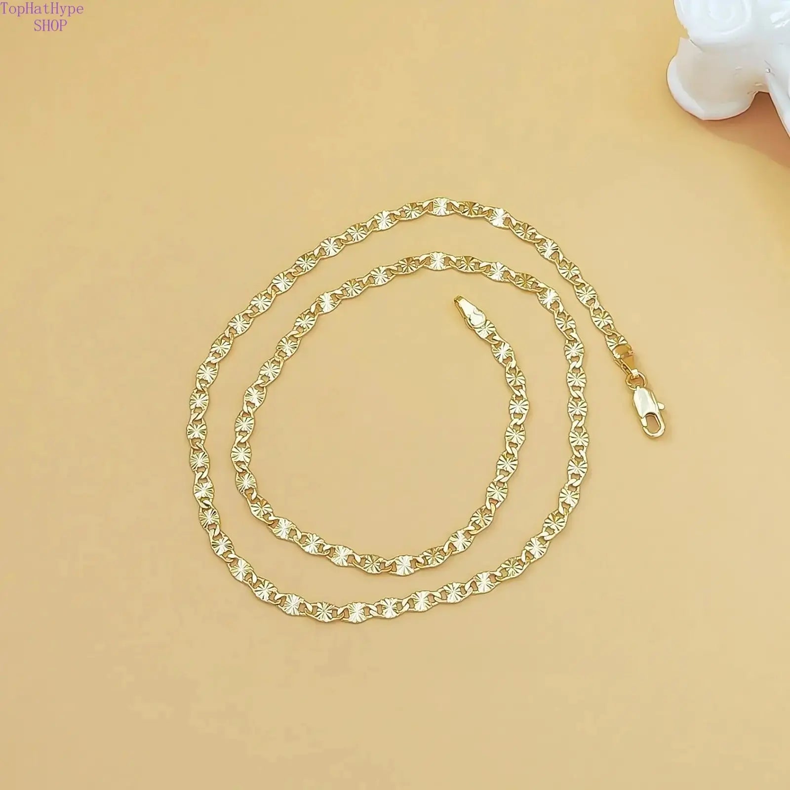 14K Gold Plated Flat Chain Necklace for Women, Minimalist Elegant Everyday Jewelry, High Quality Durable Design, Versatile Layering Accessory, Ideal Gift for Birthdays, Anniversaries & All Special Occasions,Summervibes