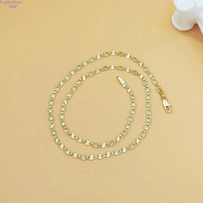 14K Gold Plated Flat Chain Necklace for Women, Minimalist Elegant Everyday Jewelry, High Quality Durable Design, Versatile Layering Accessory, Ideal Gift for Birthdays, Anniversaries & All Special Occasions,Summervibes