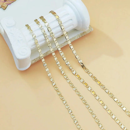 14K Gold Plated Flat Chain Necklace for Women, Minimalist Elegant Everyday Jewelry, High Quality Durable Design, Versatile Layering Accessory, Ideal Gift for Birthdays, Anniversaries & All Special Occasions,Summervibes