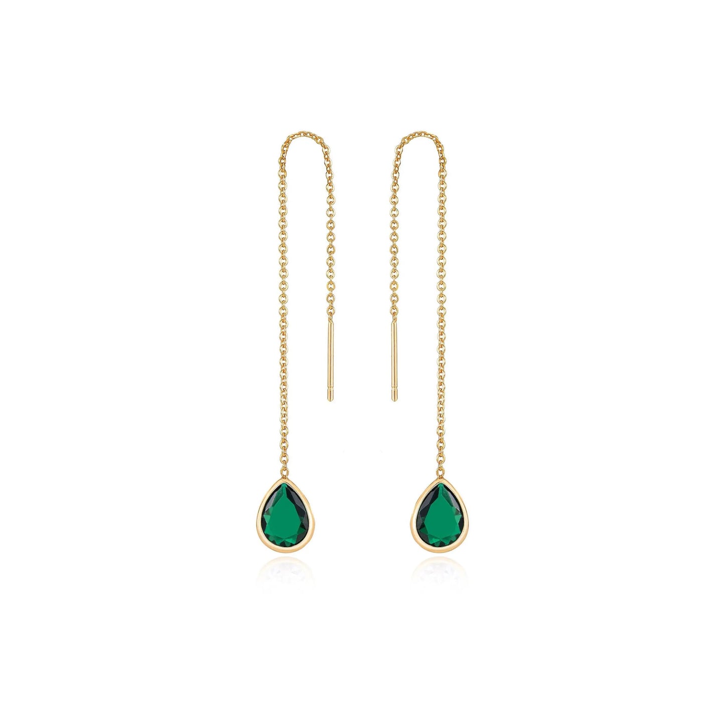 Ettika Barely There Chain and Crystal Dangle Earrings – 18K Gold Plated or Rhodium Threader Earrings with Cubic Zirconia Sparkle