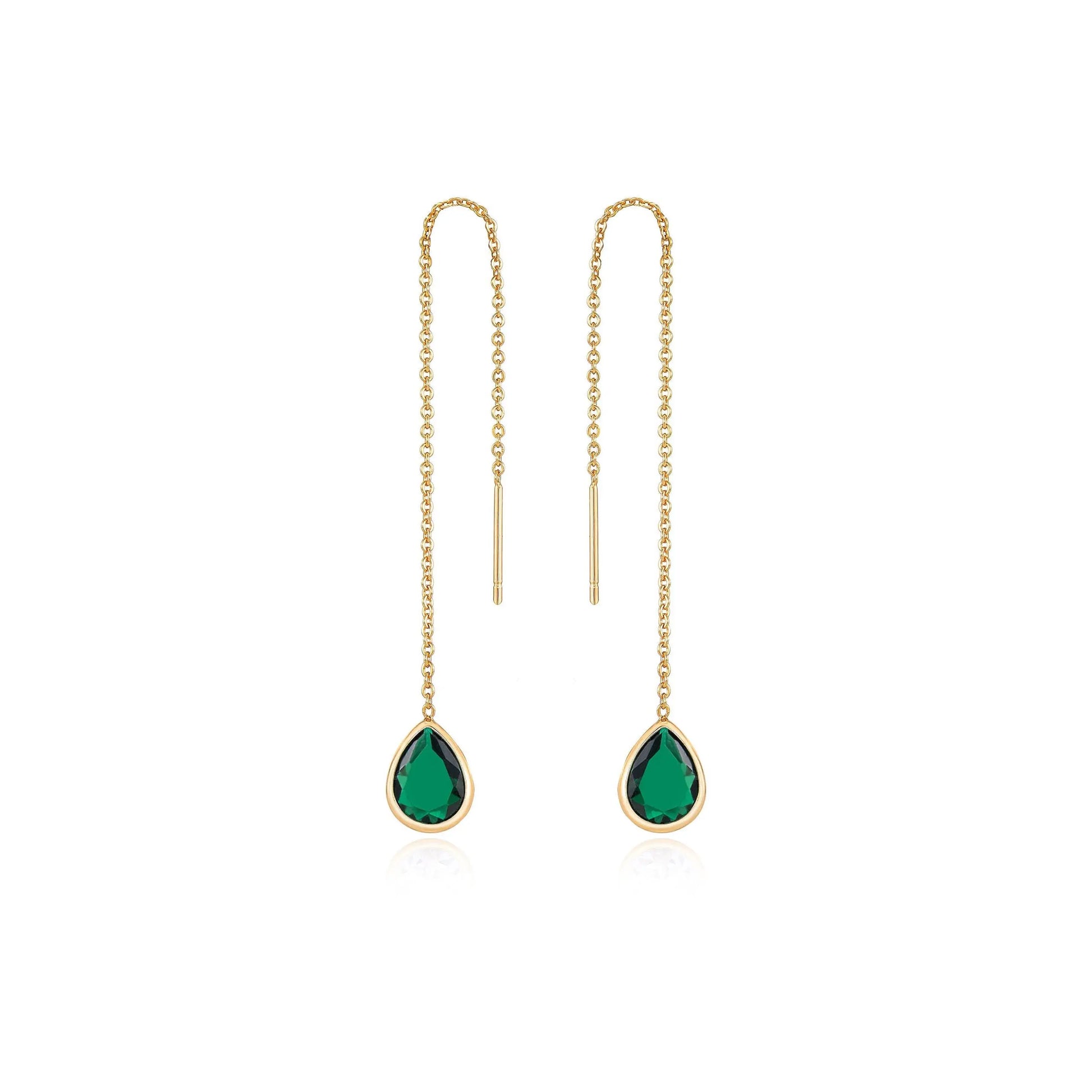 Ettika Barely There Chain and Crystal Dangle Earrings – 18K Gold Plated or Rhodium Threader Earrings with Cubic Zirconia Sparkle