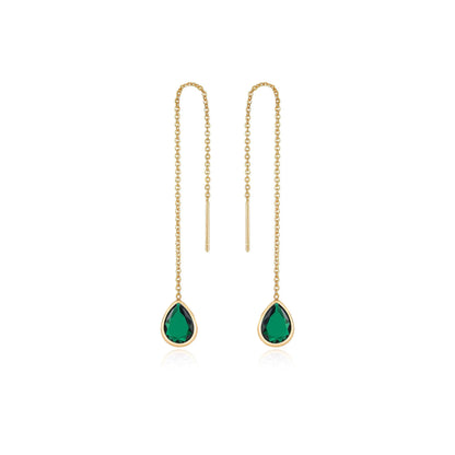 Ettika Barely There Chain and Crystal Dangle Earrings – 18K Gold Plated or Rhodium Threader Earrings with Cubic Zirconia Sparkle