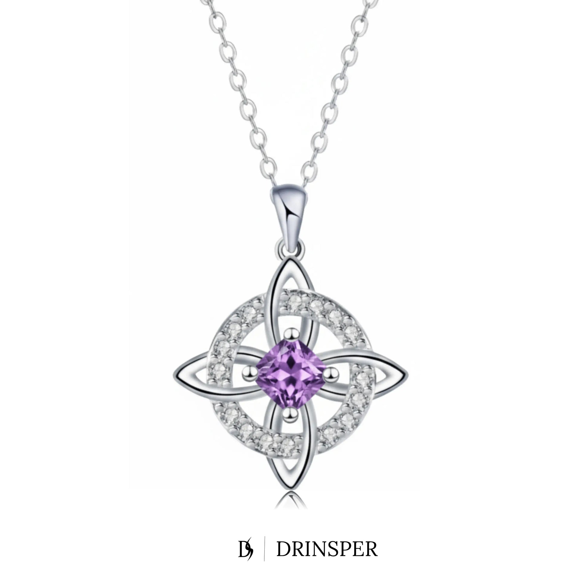 DRINSPER Witches Knot Cubic Zirconia Necklace Hecate Goddess of Witches with Celtic Knot Design Necklace Goddess Jewlery Collar De Amuleto De Proteción Pendientes Copper with Aritificial Gemstone Cubic Zirconia Fashion Jewelry Accessories Gift for Women
