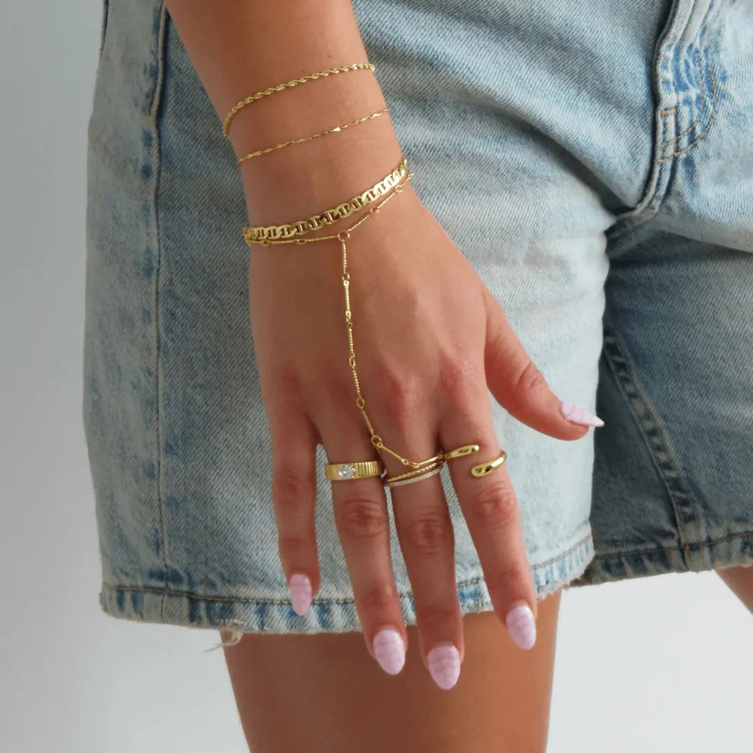 EVRY JEWELS Gold or Silver Plated Women'S Hypoallergenic Bar Hand Chain