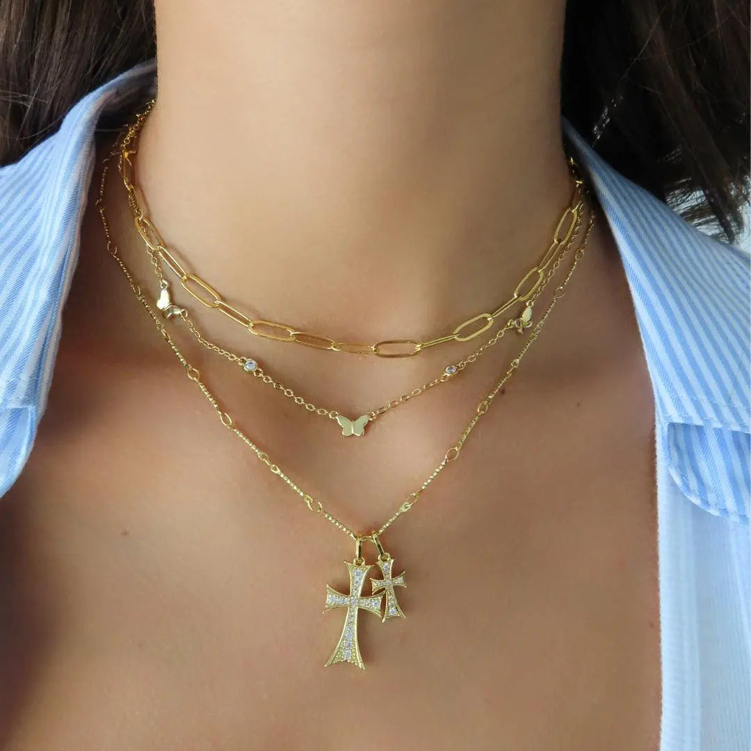 EVRY JEWELS Gold or Silver Plated Stainless Steel Women'S Hypoallergenic Cross Necklaces