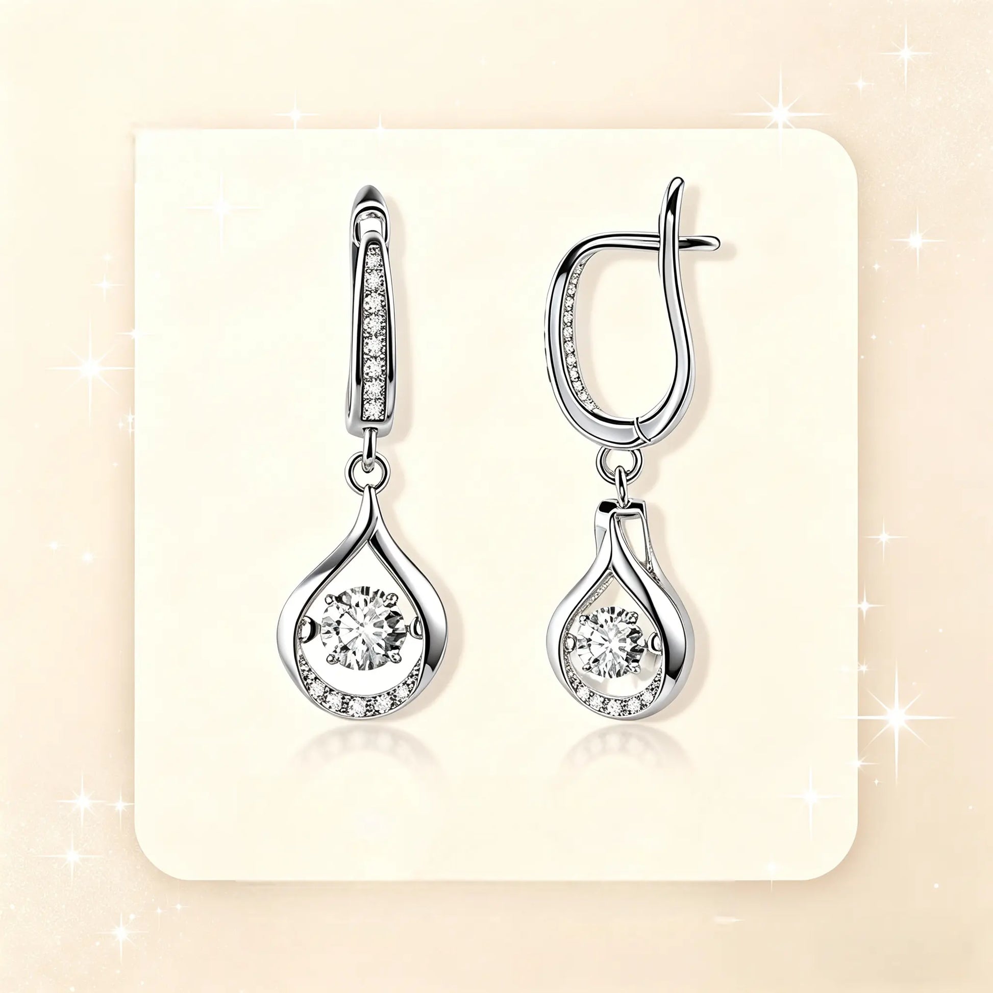 Gold & Silver Plated Teardrop Cubic Zirconia Huggie Earrings, Hypoallergenic Dangle Drop Earrings for Women, Anti-Tarnish Sparkling Waterfall Earrings for Daily/Party/Wedding, Trendy Statement Jewelry Gift