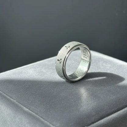 Faith over Fear Cross Spinner Ring-Rotating Anxiety Relief Ring for Men & Women, Stress Relief Fidget Jewelry, Perfect Gift