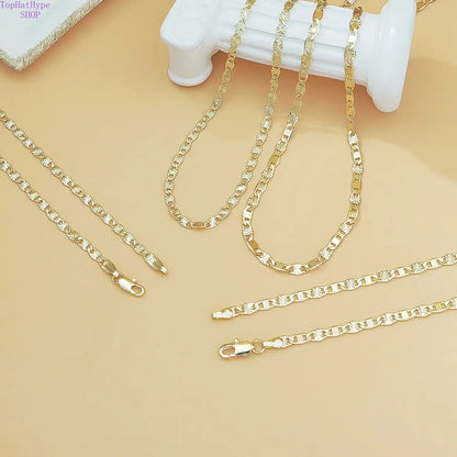 14K Gold Plated Flat Chain Necklace for Women, Minimalist Elegant Everyday Jewelry, High Quality Durable Design, Versatile Layering Accessory, Ideal Gift for Birthdays, Anniversaries & All Special Occasions,Summervibes