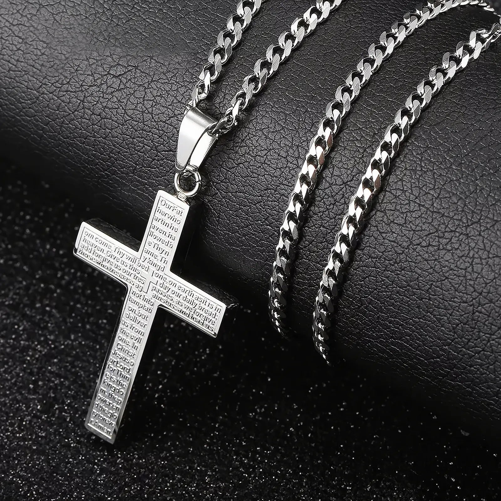 【Men Gifts】Cross Necklace for Men, Silver Tone/Gold Plated Mens Cross Necklaces with 3.5Mm Cuban Chain 16-26 Inch