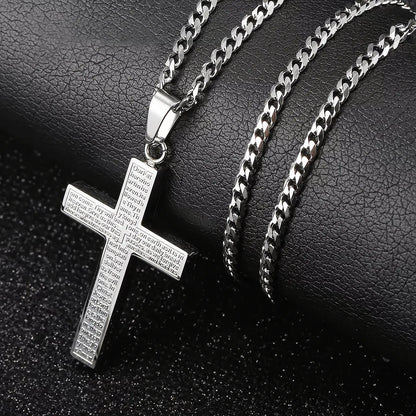 【Men Gifts】Cross Necklace for Men, Silver Tone/Gold Plated Mens Cross Necklaces with 3.5Mm Cuban Chain 16-26 Inch