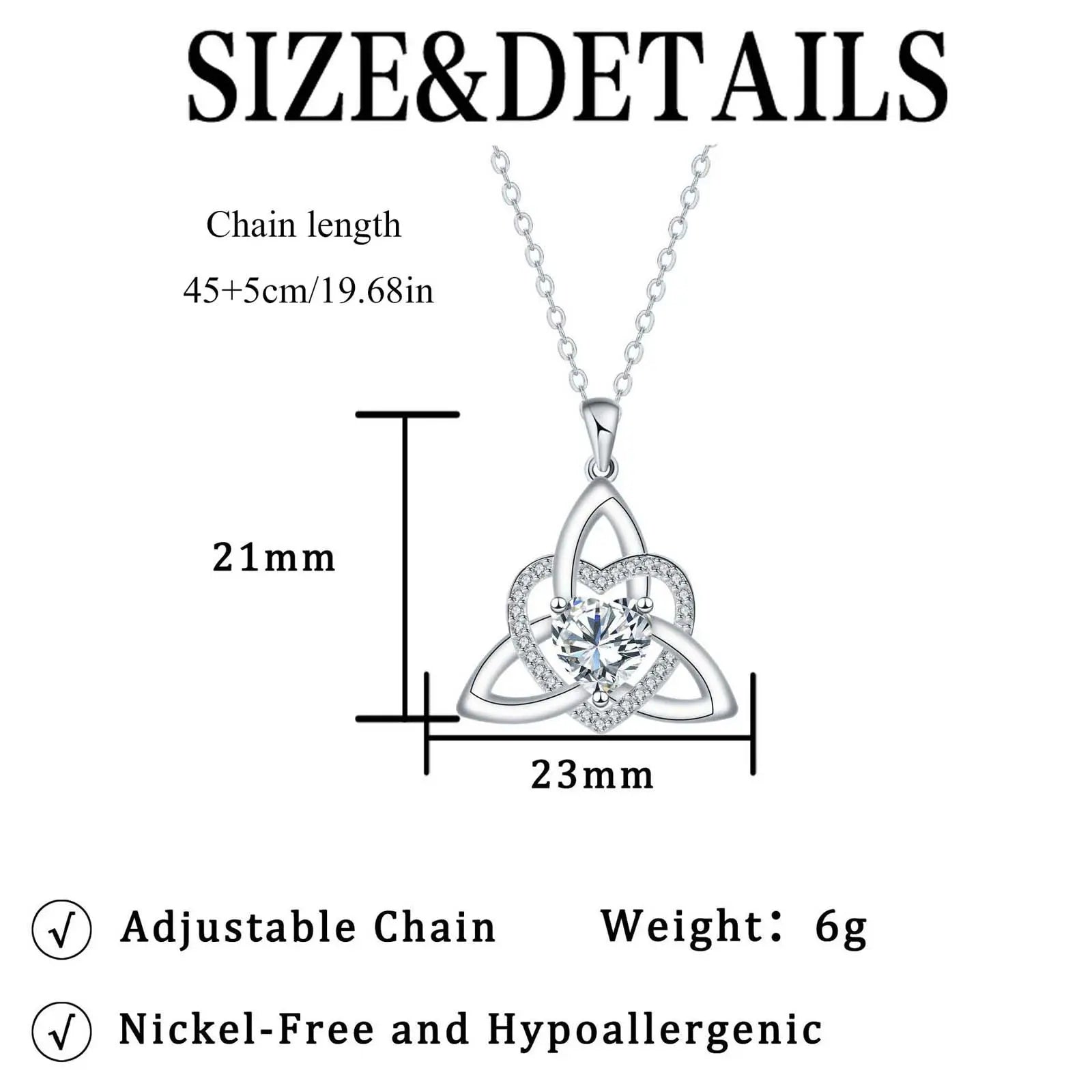 KISSFOO Witch Knot Heart Necklace for Women Celtic Symbol Protection Accessory