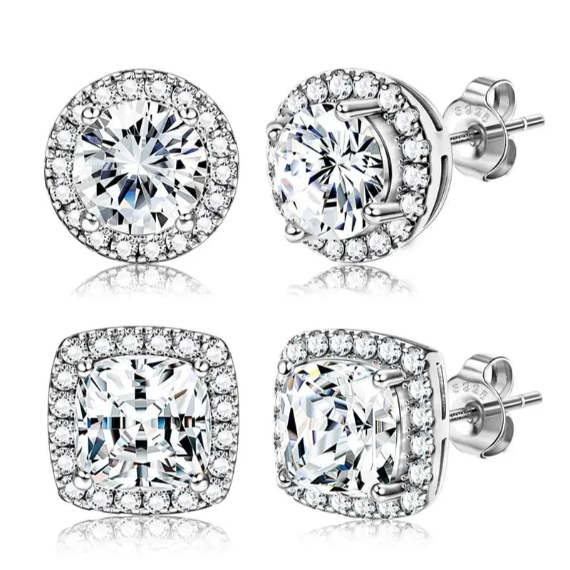 MILACOLATO Cubic Zirconia Stud Earrings Hypoallergenic 925 Sterling Silver Post Earrings Big Brilliant Stud Earrings for Women Men, Men'S Accessories, Gifts for Boyfriend