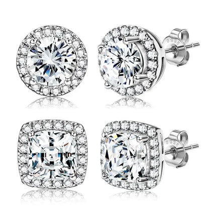 MILACOLATO Cubic Zirconia Stud Earrings Hypoallergenic 925 Sterling Silver Post Earrings Big Brilliant Stud Earrings for Women Men, Men'S Accessories, Gifts for Boyfriend