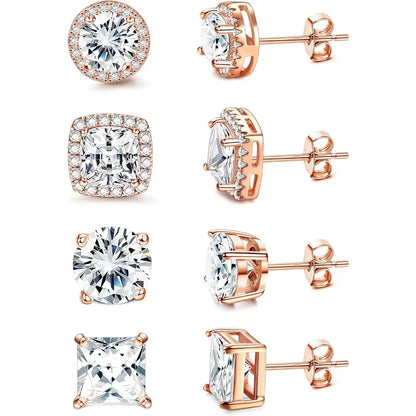 MILACOLATO Cubic Zirconia Stud Earrings Hypoallergenic 925 Sterling Silver Post Earrings Big Brilliant Stud Earrings for Women Men, Men'S Accessories, Gifts for Boyfriend