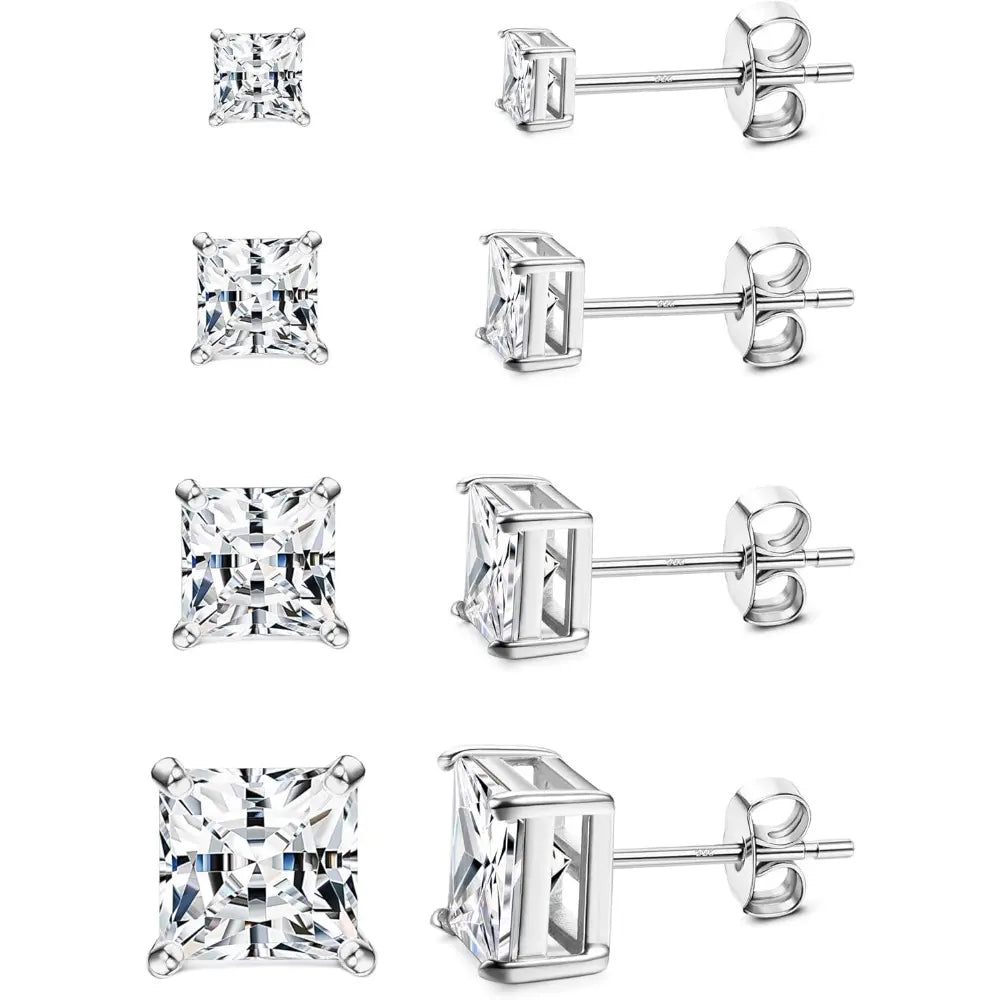 MILACOLATO Cubic Zirconia Stud Earrings Hypoallergenic 925 Sterling Silver Post Earrings Big Brilliant Stud Earrings for Women Men, Men'S Accessories, Gifts for Boyfriend