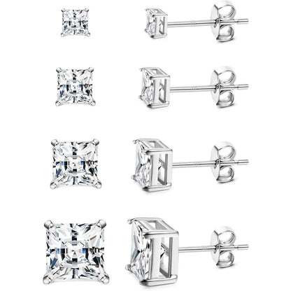 MILACOLATO Cubic Zirconia Stud Earrings Hypoallergenic 925 Sterling Silver Post Earrings Big Brilliant Stud Earrings for Women Men, Men'S Accessories, Gifts for Boyfriend