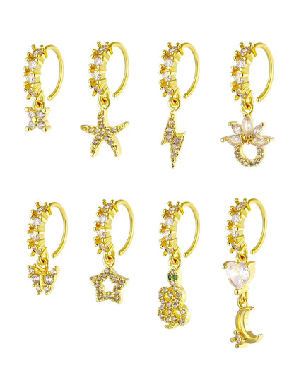 Women'S Elegant Artificial Zircon Decorated Nose Ring, Body Jewelry, Fashionable Nose Piercing Jewelry for Women & Girls, Trendy All-Match & Exquisite Jewelry for Birthday Gift