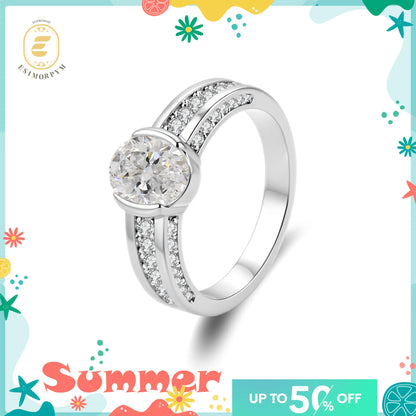 Moissanite 1.5Ct Fortune Glow Oval Ring Wedding Engagement Anniversary Valentine'S Day Romantic Elegant Gift Daily Wear