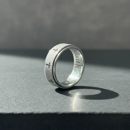 Faith over Fear Cross Spinner Ring-Rotating Anxiety Relief Ring for Men & Women, Stress Relief Fidget Jewelry, Perfect Gift