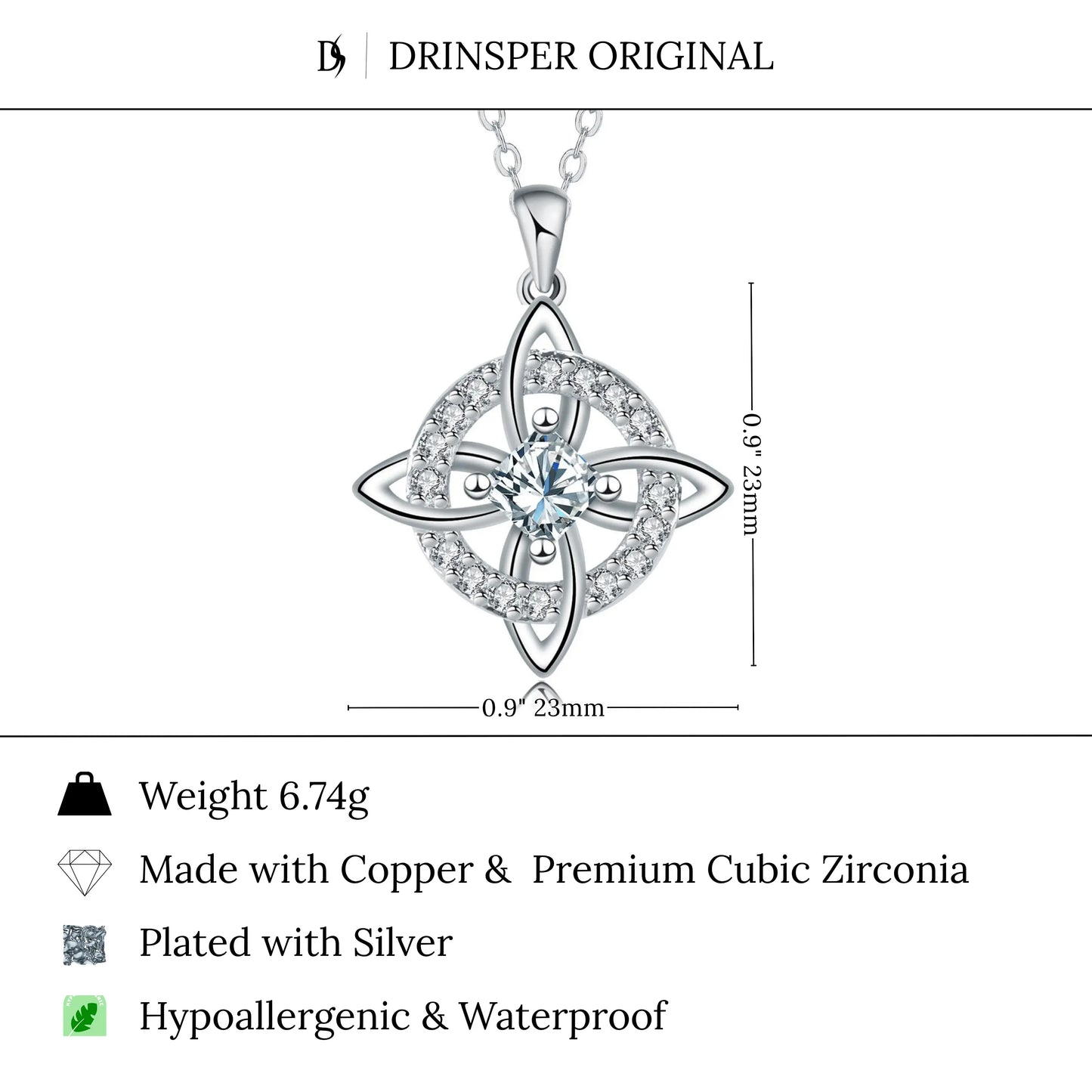 DRINSPER Witches Knot Cubic Zirconia Necklace Hecate Goddess of Witches with Celtic Knot Design Necklace Goddess Jewlery Collar De Amuleto De Proteción Pendientes Copper with Aritificial Gemstone Cubic Zirconia Fashion Jewelry Accessories Gift for Women