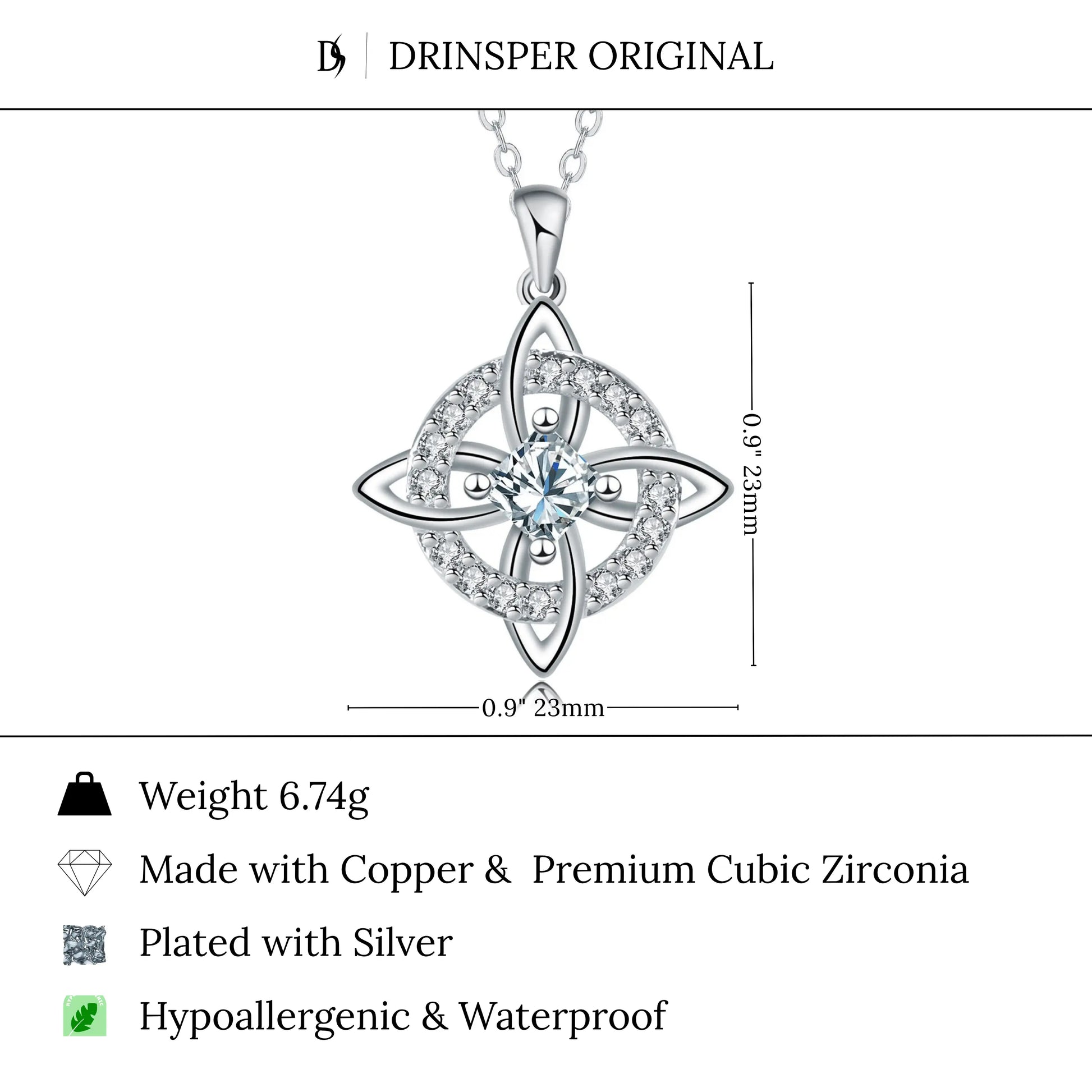 DRINSPER Witches Knot Cubic Zirconia Necklace Hecate Goddess of Witches with Celtic Knot Design Necklace Goddess Jewlery Collar De Amuleto De Proteción Pendientes Copper with Aritificial Gemstone Cubic Zirconia Fashion Jewelry Accessories Gift for Women