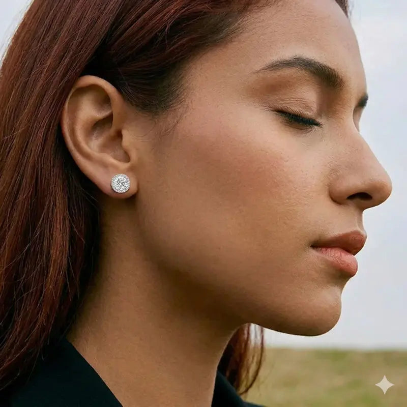 Sparkle Cubic Zirconia Stud Earrings, 4 Pairs Set, Brilliant Cut,Ddms0021 925 Silver Plated, Hypoallergenic for Women