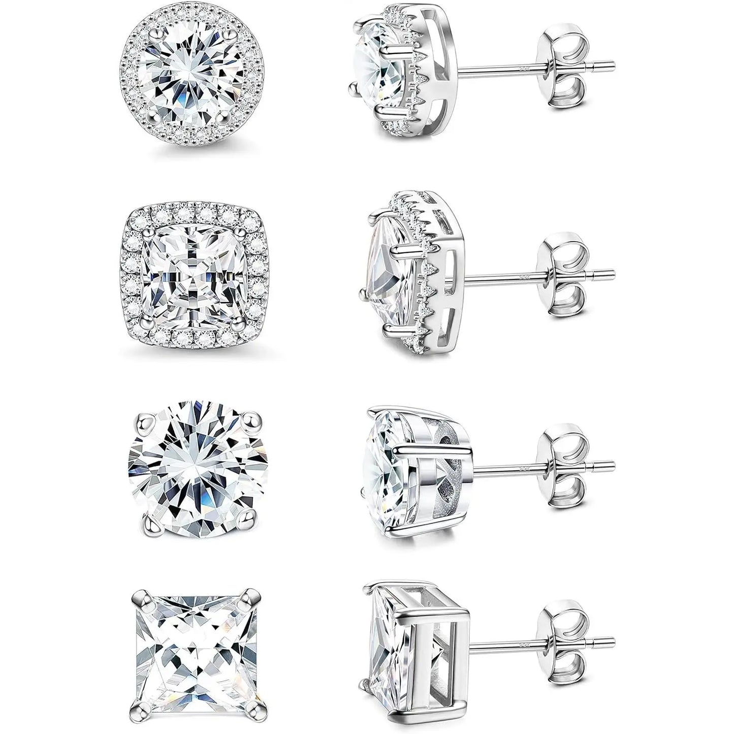 MILACOLATO Cubic Zirconia Stud Earrings Hypoallergenic 925 Sterling Silver Post Earrings Big Brilliant Stud Earrings for Women Men, Men'S Accessories, Gifts for Boyfriend