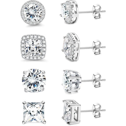 MILACOLATO Cubic Zirconia Stud Earrings Hypoallergenic 925 Sterling Silver Post Earrings Big Brilliant Stud Earrings for Women Men, Men'S Accessories, Gifts for Boyfriend