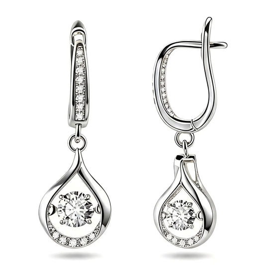 Gold & Silver Plated Teardrop Cubic Zirconia Huggie Earrings, Hypoallergenic Dangle Drop Earrings for Women, Anti-Tarnish Sparkling Waterfall Earrings for Daily/Party/Wedding, Trendy Statement Jewelry Gift