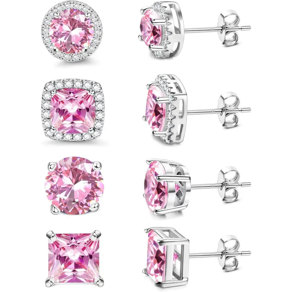 MILACOLATO Cubic Zirconia Stud Earrings Hypoallergenic 925 Sterling Silver Post Earrings Big Brilliant Stud Earrings for Women Men, Men'S Accessories, Gifts for Boyfriend