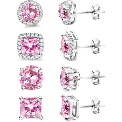 MILACOLATO Cubic Zirconia Stud Earrings Hypoallergenic 925 Sterling Silver Post Earrings Big Brilliant Stud Earrings for Women Men, Men'S Accessories, Gifts for Boyfriend