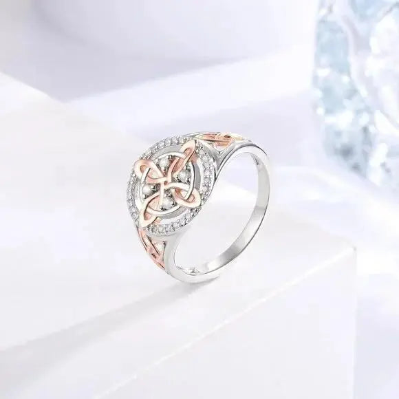 Women'S Witch Protection Knot Ring, Retro Witch Return Knot Band with Sparkling Cubic Zirconia, Stylish Amulet Jewelry Gift for Ladies
