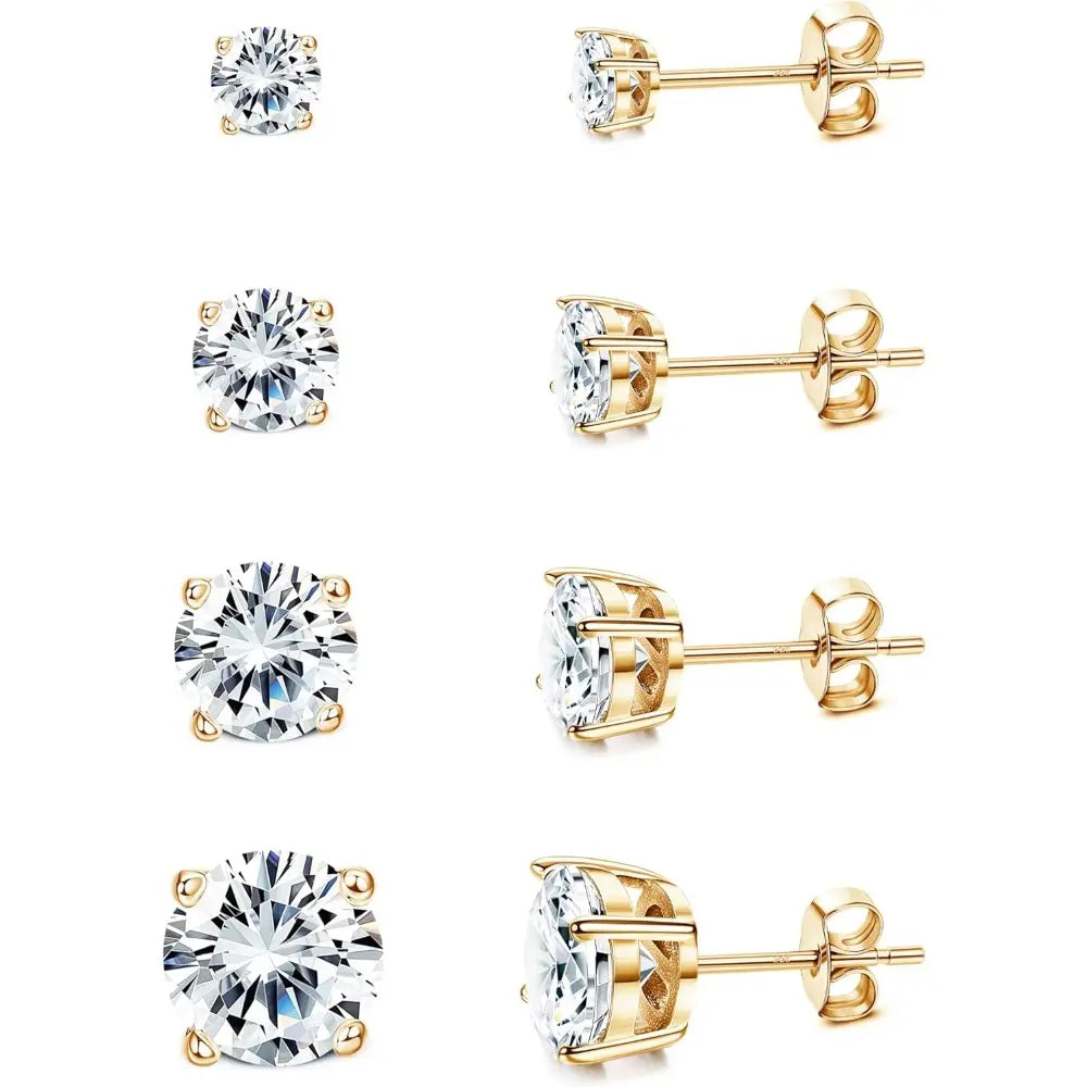 MILACOLATO Cubic Zirconia Stud Earrings Hypoallergenic 925 Sterling Silver Post Earrings Big Brilliant Stud Earrings for Women Men, Men'S Accessories, Gifts for Boyfriend